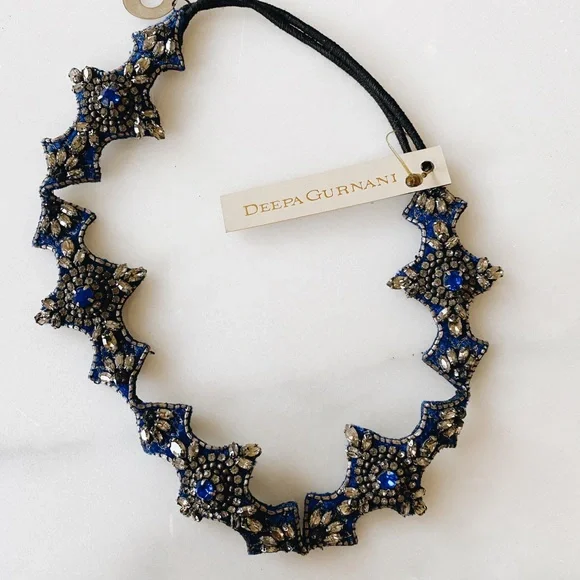 Deepa Gurnani Adele Headband in Gunmetal NWT Adele Drops  main image 4